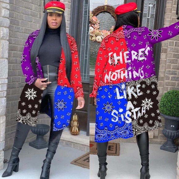 Jackets & Blazers - Colorful Graphic Long Coat